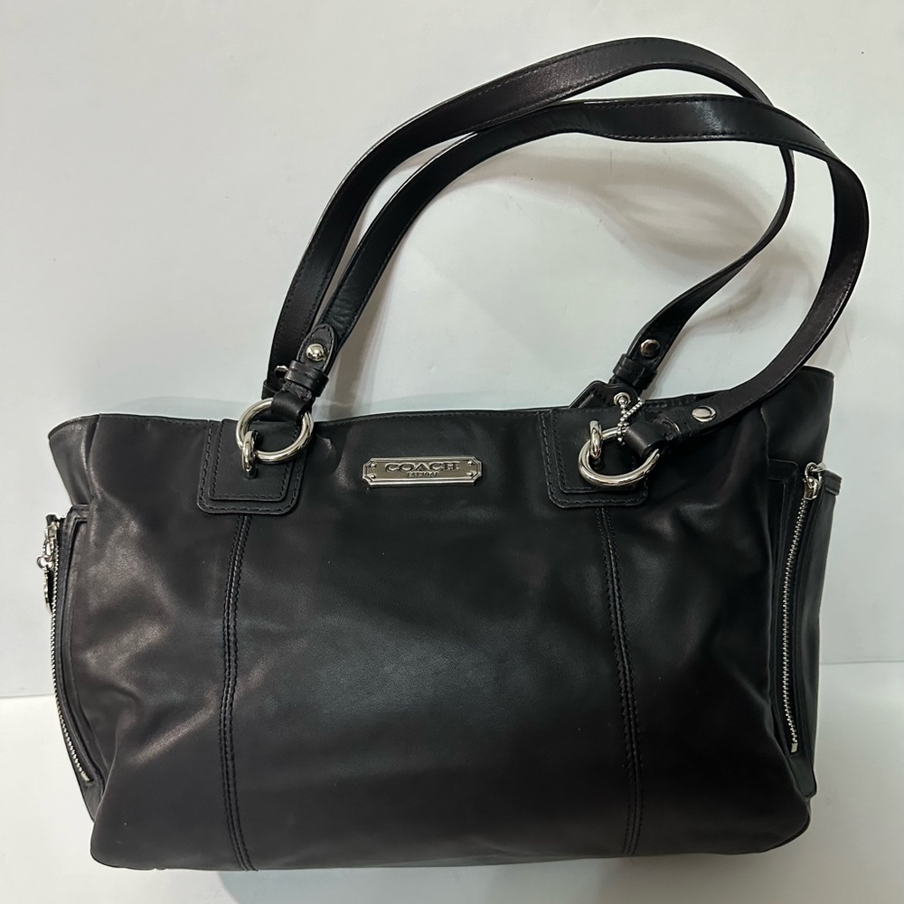 Coach Black Leather Tote Bag